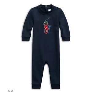 Ralph Lauren Baby Navy Coverall with Big Pony Logo